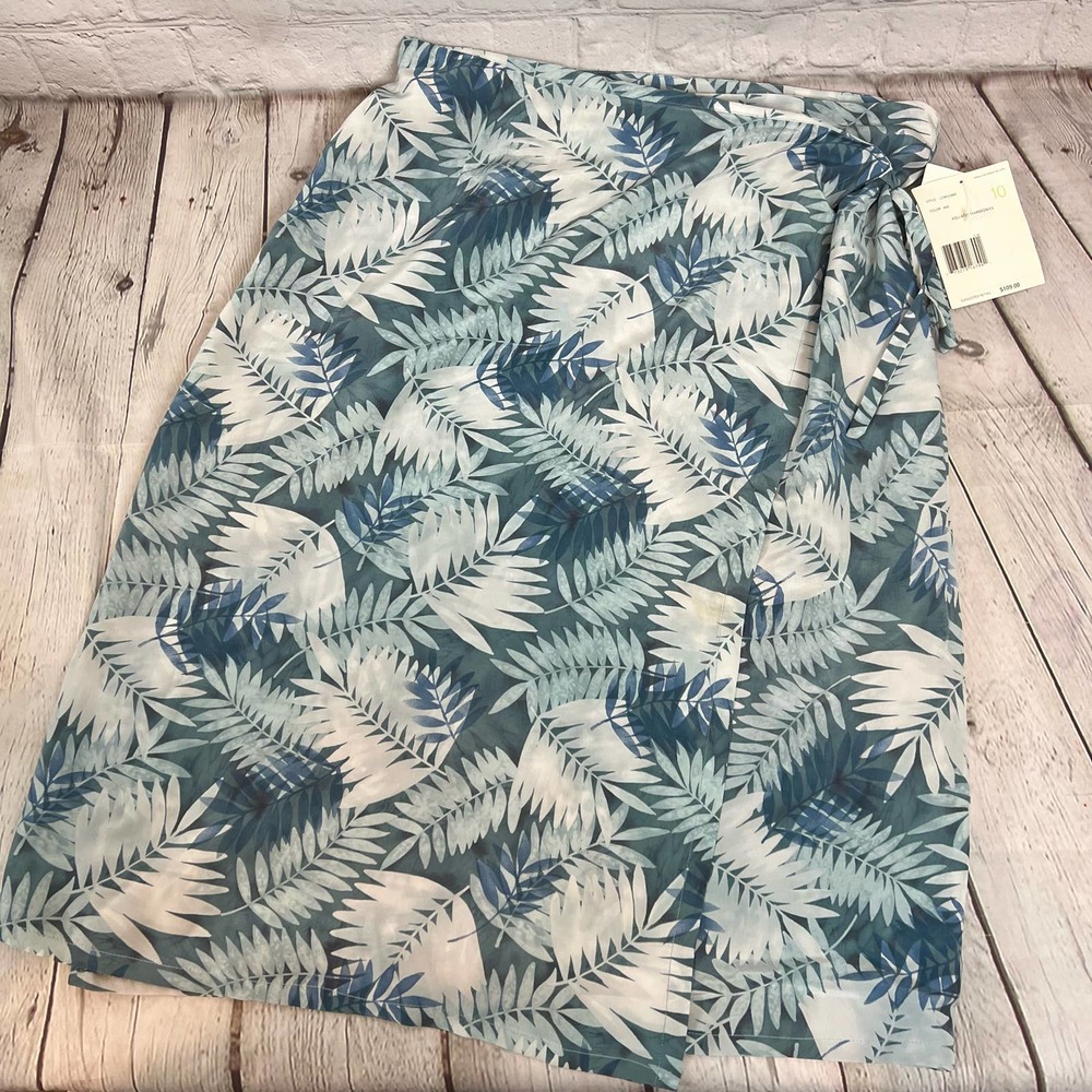 Liz Claiborne 100% SILK Wrap Skirt Palm Print Womens 10 NWT